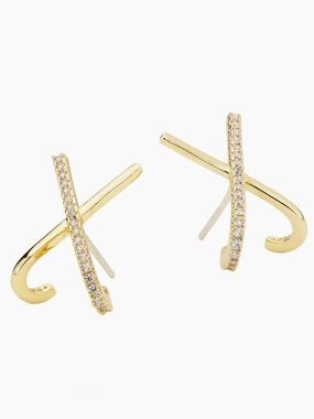 Shashi Kriss Kross 14K-Gold-Plated & Cubic Zirconia Stud Earrings